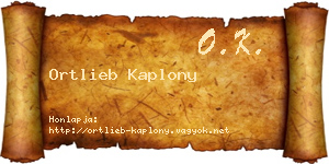 Ortlieb Kaplony névjegykártya